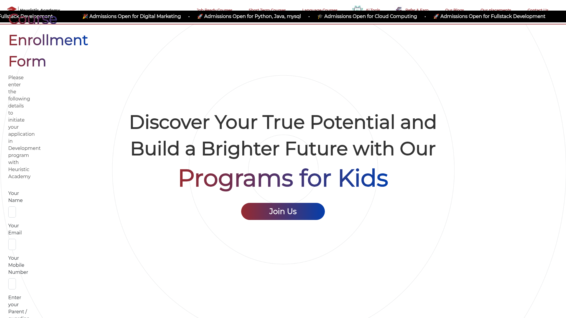 Heuristic Academy website designed and developed by KAF Infotech