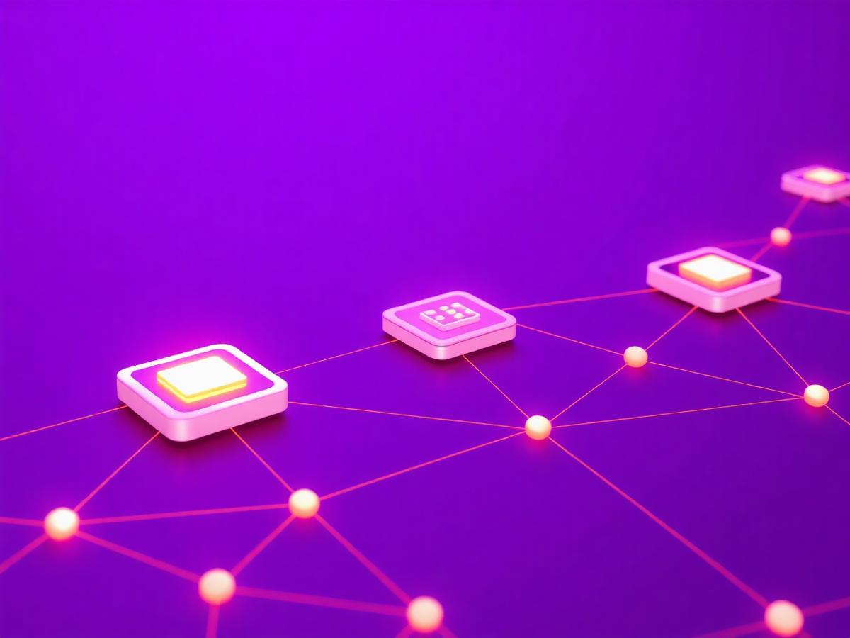 Abstract IoT network of connected smart devices and glowing nodes