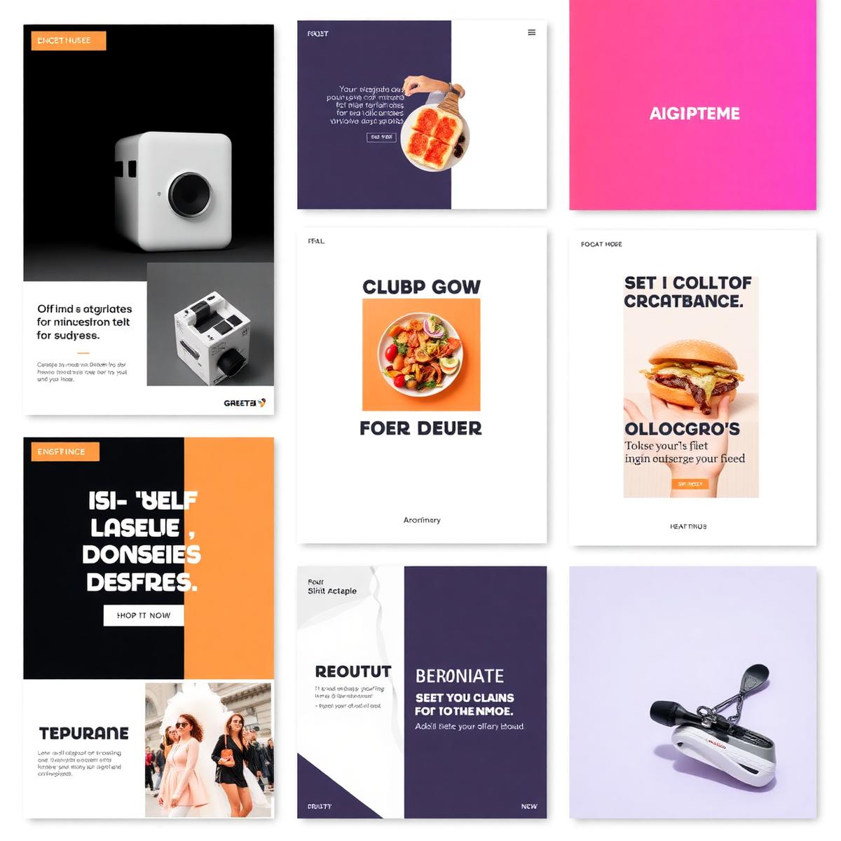 Grid of social media creatives designed and managed by KAF Infotech